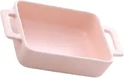 Zerodeko 1Pc Cheese Baking Bowl Tray Multipurpose Storage Wear Resistant Baking Tray for Bread Cake and Rice Dishes Ergonomic Double Handles Microwave Oven Safe