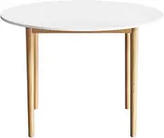 Artiss Dining Table, 108cm Round White Coffee Tables Side Wooden Buffet Desk Lounge Desks Home Living Room Bedroom Kitchen Office Cafe Restaurant Furniture, 4 Seater Pine Wood Legs