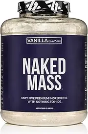 Vanilla Less Naked Mass - All Natural Weight Gainer Protein Powder - 8lb Bulk, GMO Free, Gluten Free & Soy Free. No Artificial Ingredients - 1,260 Calories - 11 Servings