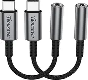 USB Type C to 3.5mm Female Headphone Jack Adapte,USB C to Aux Audio Dongle Cable Cord Compatible with Pixel 4 3 2 XL, Samsung Galaxy S22 S21 S20 Ultra S22+ Note 10 S10 S9 Plus iPad Pro (2, Grey)