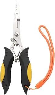 Kisangel 1PC Multi Purpose Fishing Pliers Premium Stainless Steel Scissors for Line Cutting and Fish Handling Durable Outdoor Fishing Gear Yellow for Freshwater Saltwater Use