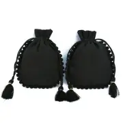 Drawstring Black Small Designer Favor Bag Indian Cotton Jewelry Packaging Pouch