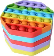 5 Pack Silicone Bubble Sensory Pop Fidget Toy, Stress Reliever, Office Toys, Anxiety Relief Squeeze Sensory , Autism, ADHD and Special Needs Stress Reliever, 5 Colors Including Rainbow by
