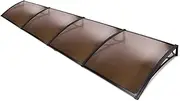 Instahut Window Awning Brown PC Panel with Black Bracket Outdoor Door Canopy Sun Shade Shelter, Patio Terrace Garden Baconly Porch Shield Rain Snow Eaves Cover Protector, 1mx4m DIY