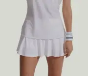 $58 Varley Women's White Softly Pleated Activewear Mini Powell Skort Size L