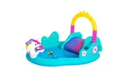 Bestway Magical Unicorn Carriage Water Play Centre Slide Playset Pool Toys 2.74x1.98x1.37m Outdoor Backyard Park Beach Playground Activity Station