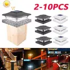 2-10x LED Solar Powered Deck Post Lights Garden Cap Square Landscape Fence Lamps