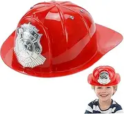 Firefighter Hats for Kids Simulation Adjustable Lining Halloween Fireman Hat with Badge Firefighter Helmet for Cosplay Costume Party Kids Children Toy and Games