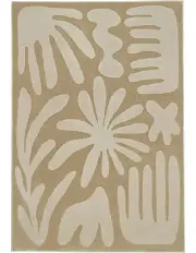 [Miss Amara] Tann Textured Abstract Neutral Washable Rug in Beige