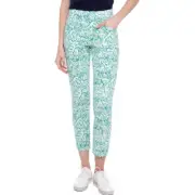 Swing Control Green Monstera Vented Techno Ankle Pant - Green Monstera