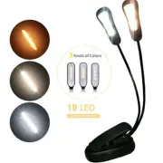 Rechargeable clip Book Light Dimmable 10 LED Reading Light 3-Level Warm Cool Whi
