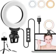 Video Conference Lighting Kit, Ring Light Clip on Laptop Computer with Tripod St