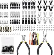 Rustark 144Pcs #3#5#8 Zipper Repair Kit Zipper Replacement Zipper Repair Zipper Pull Replacement and Zipper Stops with Two Zipper Install Pliers Tool for Bag Luggage Tents