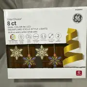 GE Color Choice Dual Color Multi/Warm White 96 LED Snowflake Lights 8 Count