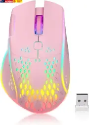 Gaming Mouse, Wireless Mouse Rechargeable Honeycomb Wireless Gaming Mouse with R