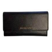 Michael Kors Jet Set Black Leather Trifold Wallet NWT Sz OS