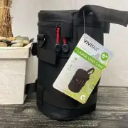 Vivitar Black Large Zip Top Padded Camera Lens Case 8” NEW