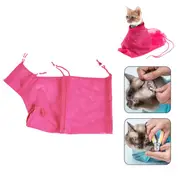 Catzon Cat Grooming Bag Adjustable Anti-Bite Cat Restraint Bag for Nail Trim Examining Ear Clean-Rose Red