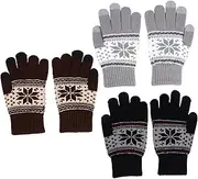[SAFIGLE] Touch Screen Warm Gloves Winter Gloves Full-finger Mitts Windproof Snowflake Pattern for Family Friends