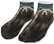 [QMNVBDS] Encounter Animal Bear Socks Ankle Length Socks Casual Short Socks for Women Men Low Cut Sports Socks Running Socks No Show Socks Ankle Socks Athletic Socks Workout Socks, Style, One Size