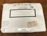 Westpoint Stevens Utica White King Flat Sheet No Iron NEW NOS