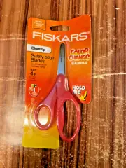Fiskars Scissors Color Change Red Orange Handle Pointed-Tip Safety Edge Blade