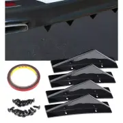 4PCS Rear Lower Bumper Bumper Wing Lip Diffuser Shark Fin Curved Black Universal