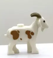 Lego Goat (95341) w Dark Tan Horns Nougat Spots Minifigure Barn Animal Pet 7189