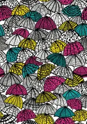 CEP50118W Dara Fuschia Jolly Brollies Wallpaper Bohemian Style Non Woven Unpast