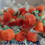Pretty Dark Orange Rose Rubber Leaf Party-Wedding-Decoration X-mas 110V Light St