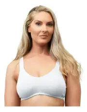 [Naturana] Wide Strap Wirefree Plus Size Organic Cotton Bra in White