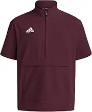 [adidas] Men's Coaches Short Sleeve Quarter Zip Woven Jacket - Stretch Fabric for Comfort & Style