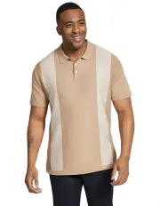 [Johnny Bigg] Jeremy Stripe Knit Polo Shirt in Taupe