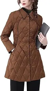 [Generic] Women Winter Warm Lightly White Duck Down Padding Puffer Coat Elegant Shirt Collar Slimming Coat