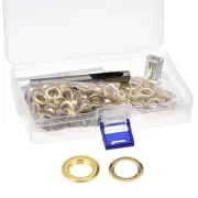 Grommet Kit 100 Sets Copper Eyelets with 3pcs Tools, 8mm Inside Dia. Gold Tone