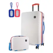 GAP MEDIUM Hard Shell with Mini Beauty Case Set + Assorted Leather Tag - White