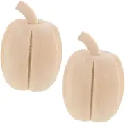 FELTECHELECTR Wooden Pumpkin Decorations 2 Piece Set Hand-Painted Faux Harvest Pumpkins for Halloween Decor