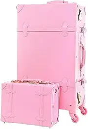 [VONGAZ] Suitcase Luggage Vintage Luggage Sets,2 Piece Spinner Wheels Hard Shell Travel Carry On Suitcases Carry On Luggages Suitcases (Color : Pink, Size : 12+22inch)