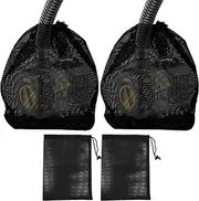 DSHE Pond Pump Mesh Bag 2 Packs 12.2"x 15.9" Pump Barrier Bag with Drawstring, Black Swimming Pool Bags for Pond Biofilters, Aquarium Filtration (12.2"x 15.9")