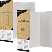 White Trifold Presentation Board 36" x 48" (Pack of 2) Self-Adhesive Science Subtitles Included - Display Exhibition Board Lightweight and Portable with Smooth Surface - by Emraw