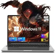 16 Inch Gaming Laptop, 2025 16GB DDR4 512GB SSD Laptop, Windows 11 Laptop with Intel 12 Quad-Core Processor (up to 3.6GHz), FHD 1920P Display, Metal Case, WiFi