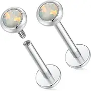 [GAGABODY] G23 Titanium Labret Studs 16g Lip Rings 6/8/10mm Tragus Earring Labret Jewelry Opal Top Helix Piercing Jewelry Cartilage Piercing Medusa Piercing