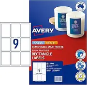 Avery Printable Removable Blank Rectangle Labels, 62 x 89 mm, Matt White, 90 Customisable Labels (980011)