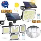 222/333 LED 4 Head Solar Flood Light Motion Sensor Wall Yard Garden Outdoor Lamp