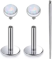 [Lsnevsie] 20G 18G 16G Internally Threaded Astm F136 Titanium Nose Ring Studs Flat Back Studs Earrings G23 Titanium Tragus Helix Conch Cartilage Earrings Piercing Jewelry For Women Men Opal 2-3mm