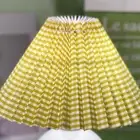 (Yellow Grid)E27 Lampshade Anti Dazzling Table Lamp Shade Fabric Bedroom Lamp