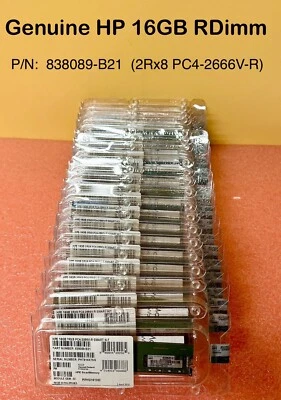 NEW - Genuine HP, 16GB Memory 2RX8 PC4-2666V-R, 838089-B21, Server DDR4 ECC RAM