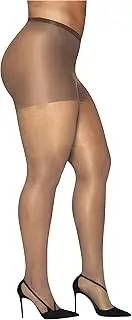 [Hanes] Women's Curves Control Top Sheer-Toe Silky Sheer Pantyhose