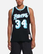 [MITCHELL & NESS] Mitchell & Ness Los Angeles Lakers Shaquille O'neal Legends Jersey Black/blue - Size 2XL 2XL Black/Blue