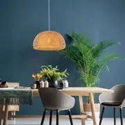Canasta Dome Pendant Light Large in Natural Bamboo Finish